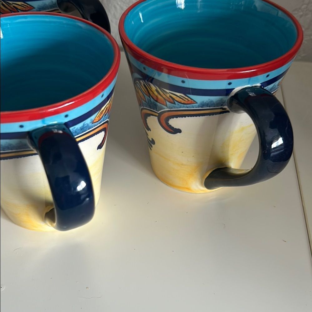 Vibrant Yellow and Blue Dining Mugs Set of Seven - Picture 3 of 8